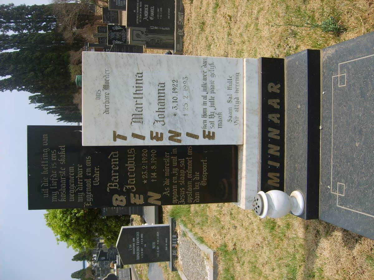 MINNAAR Barend Jacobus 1920-1990 &amp; Marthina Johanna 1992-1993
