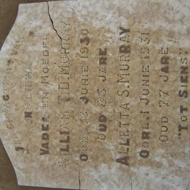 MURRAY William T.D. -1930 &amp; Aletta S. -1931