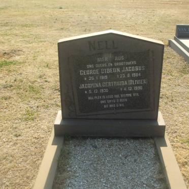 NELL George Gideon Jacobus 1919-1984 &amp; Jacomina Gertruida OLIVIER 1930-1990