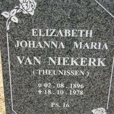 NIEKERK Elizabeth Johanna Maria, van nee THEUNISSEN 1896-1978