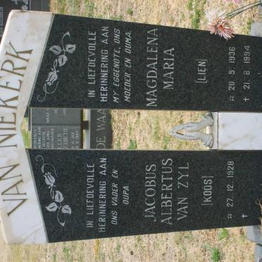NIEKERK Jacobus Albertus Van Zyl, van 1928- &amp; Magdalena Maria 1936-1994