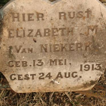 NIEKERK Elizabeth M., van 1913-1913