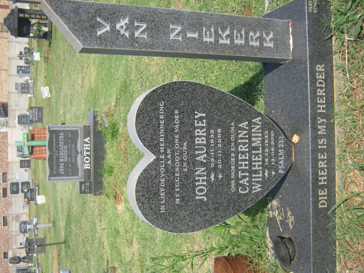 NIEKERK John Aubrey, van 1932-2009 &amp; Catherina Wilhelmina 1933-2010