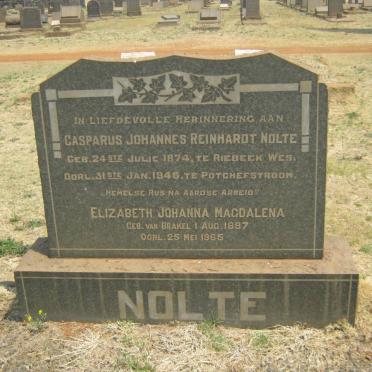 NOLTE Casparus Johannes Reinhardt 1874-1946 &amp; Elizabeth Johanna Magdalena VAN BRAKEL 1887-1965