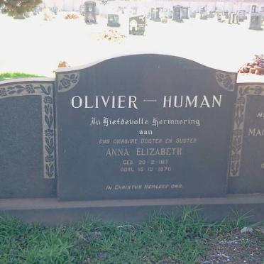 OLIVIER Anna Elizabeth 1911-1970 :: HUMAN Maureen Elizabeth nee OLIVIER 1940-1963