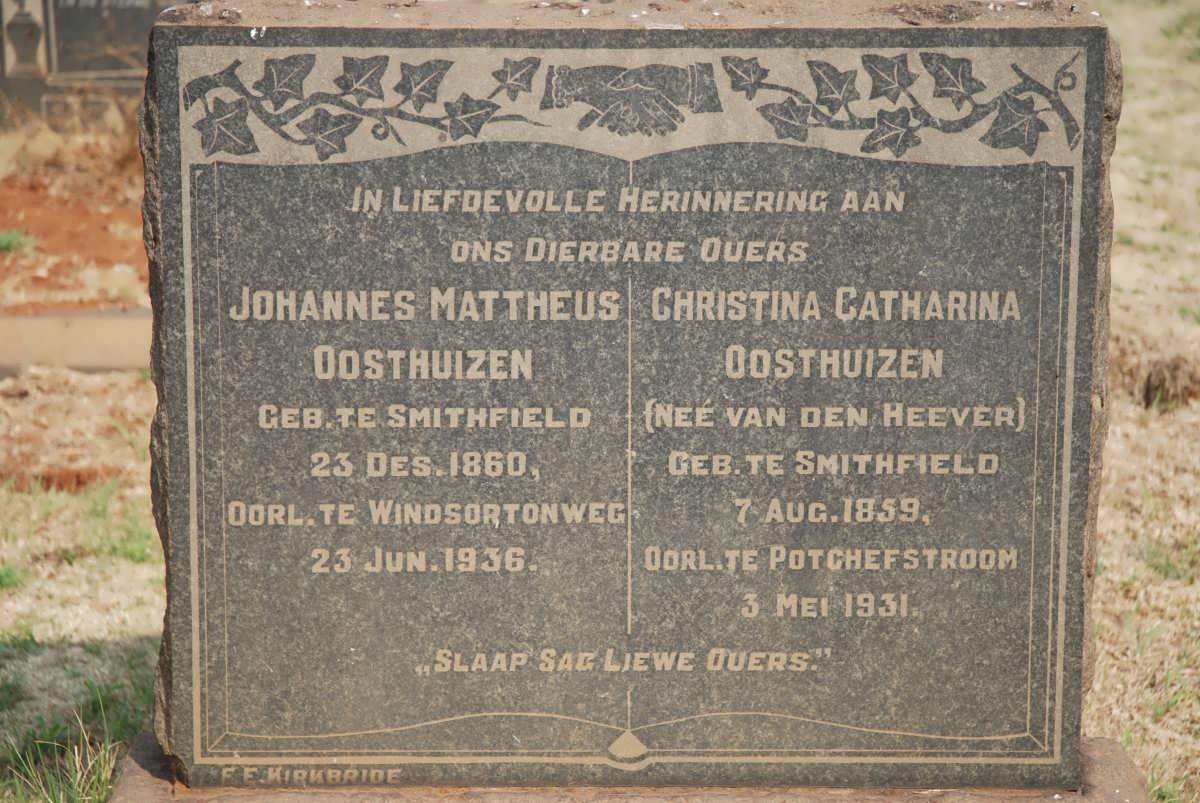 OOSTHUIZEN Johannes Mattheus 1860-1936 &amp; Christina Catharina VAN DEN HEEVER 1859-1931