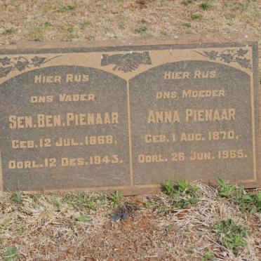 PIENAAR Ben 1868-1943 &amp; Anna 1870-1965