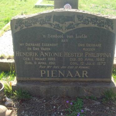 PIENAAR Hendrik Antonie 1885-1961 &amp; Hester Philippina 1892-1972