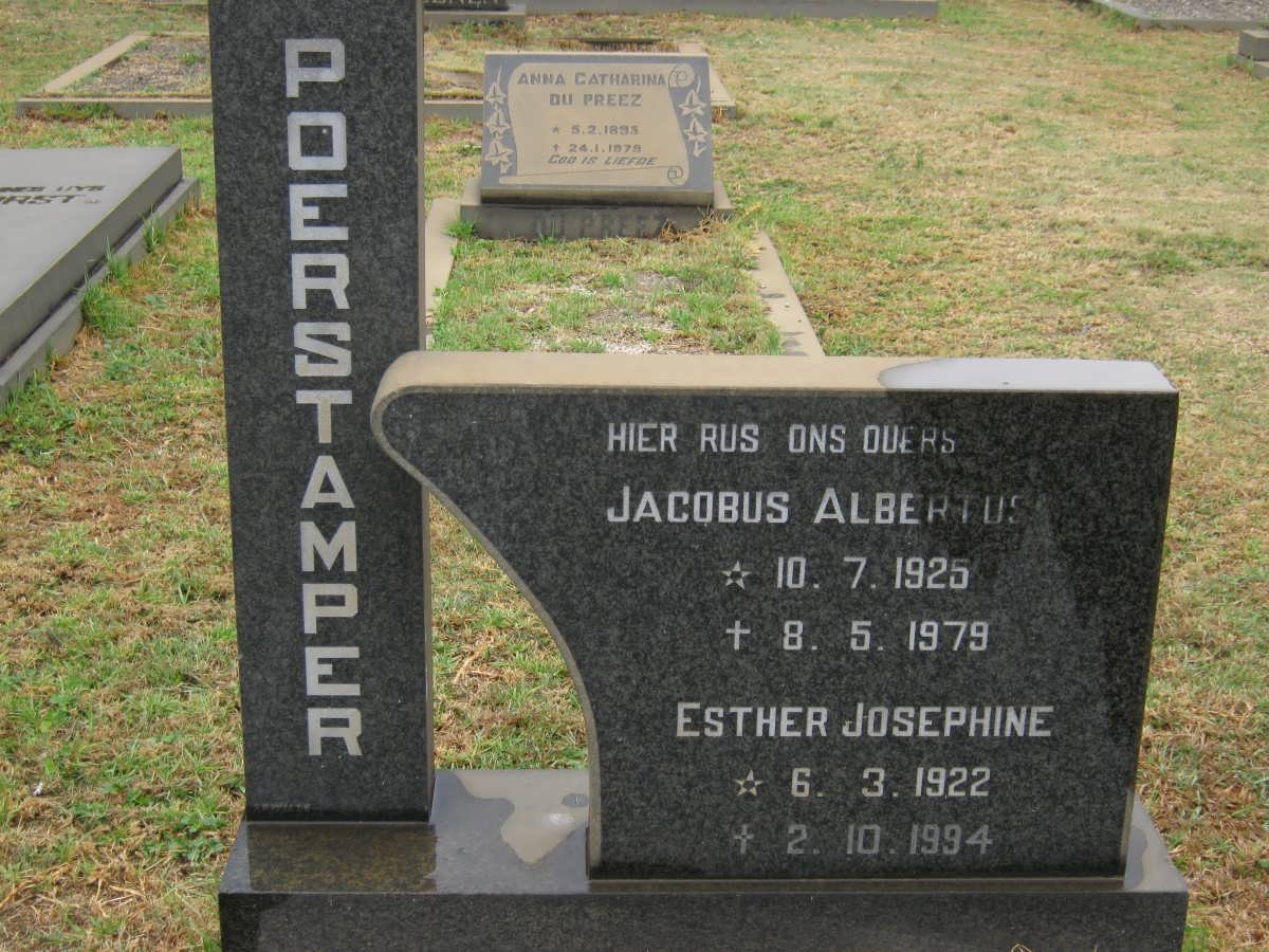 POERSTAMPER Jacobus Albertus 1925-1979 &amp; Esther Josephine 1922-1994