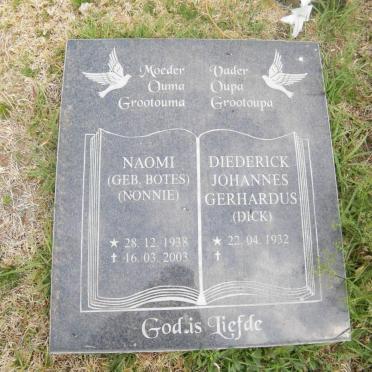 PUTTER Diederick Johannes Gerhardus 1932- &amp; Naomi BOTES 1938-2003