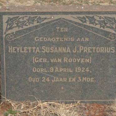 PRETORIUS Heyletta Susanna J. nee VAN ROOYEN -1924