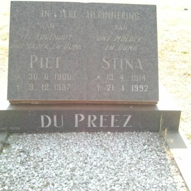 PREEZ Piet, du 1906-1987 &amp; Stina 1914-1992