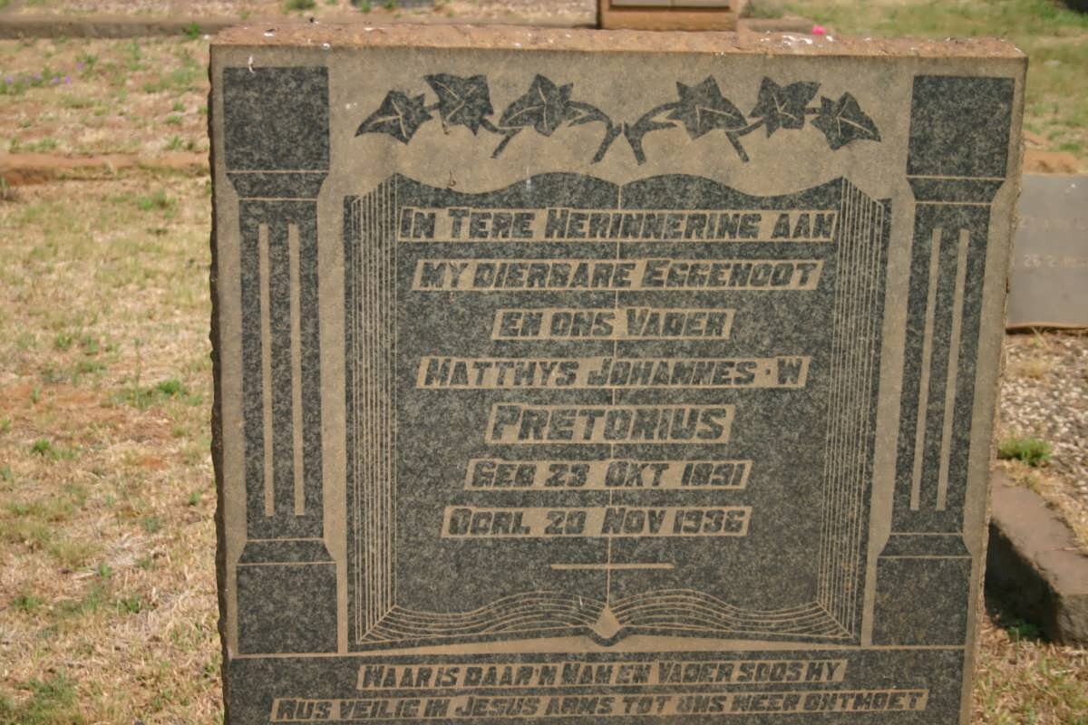 PRETORIUS Matthys Johannes W. 1891-1936