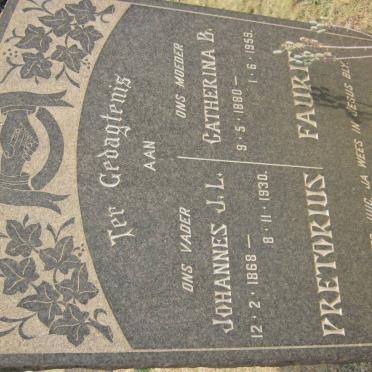 PRETORIUS Johannes J.L. 1868-1930 :: FAURIE Catherina B. 1880-1959