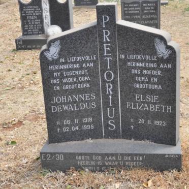 PRETORIUS Johannes Dewaldus 1918-1995 &amp; Elsie Elizabeth 1923-