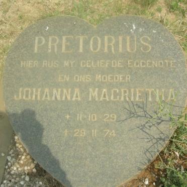 PRETORIUS Johanna Magrietha 1929-1974