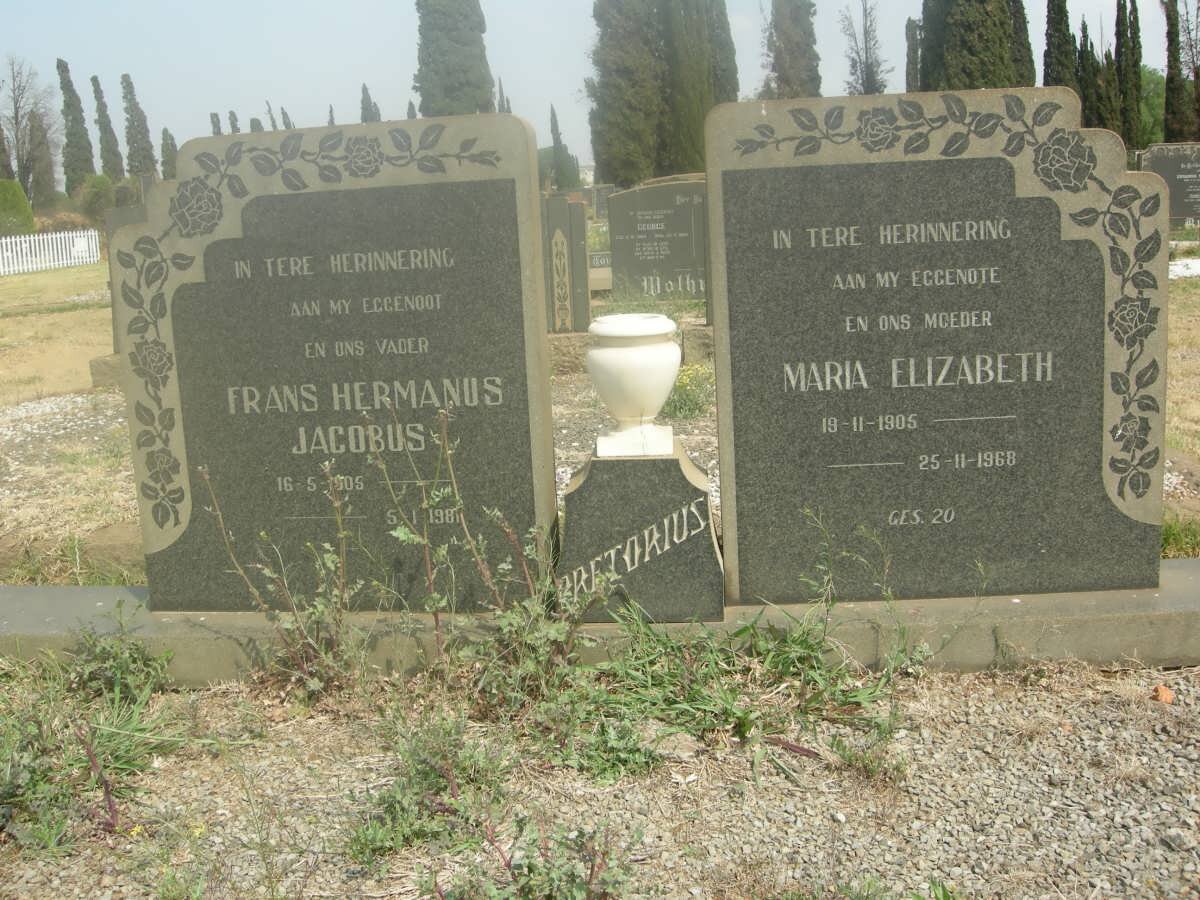 PRETORIUS Frans Hermanus Jacobus 1905-1981 &amp; Maria Elizabeth 1905-1968