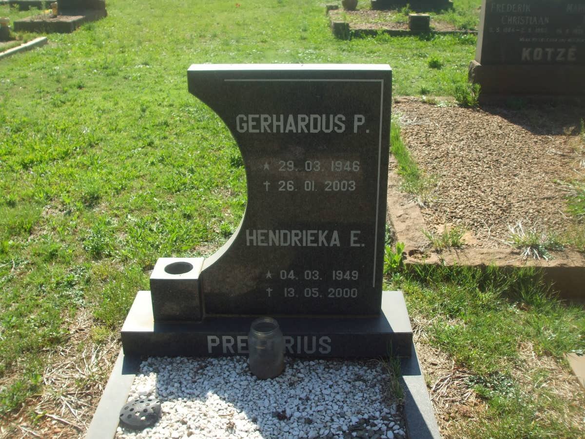 PRETORIUS Gerhardus P. 1946-2003 &amp; Hendrieka E. 1949-2000