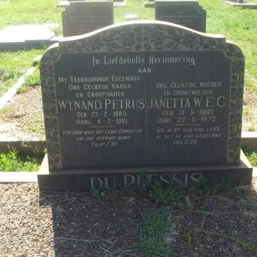 PLESSIS Wynand Petrus, du 1883-1961 &amp; Janetta W.E.C. 1889-1972
