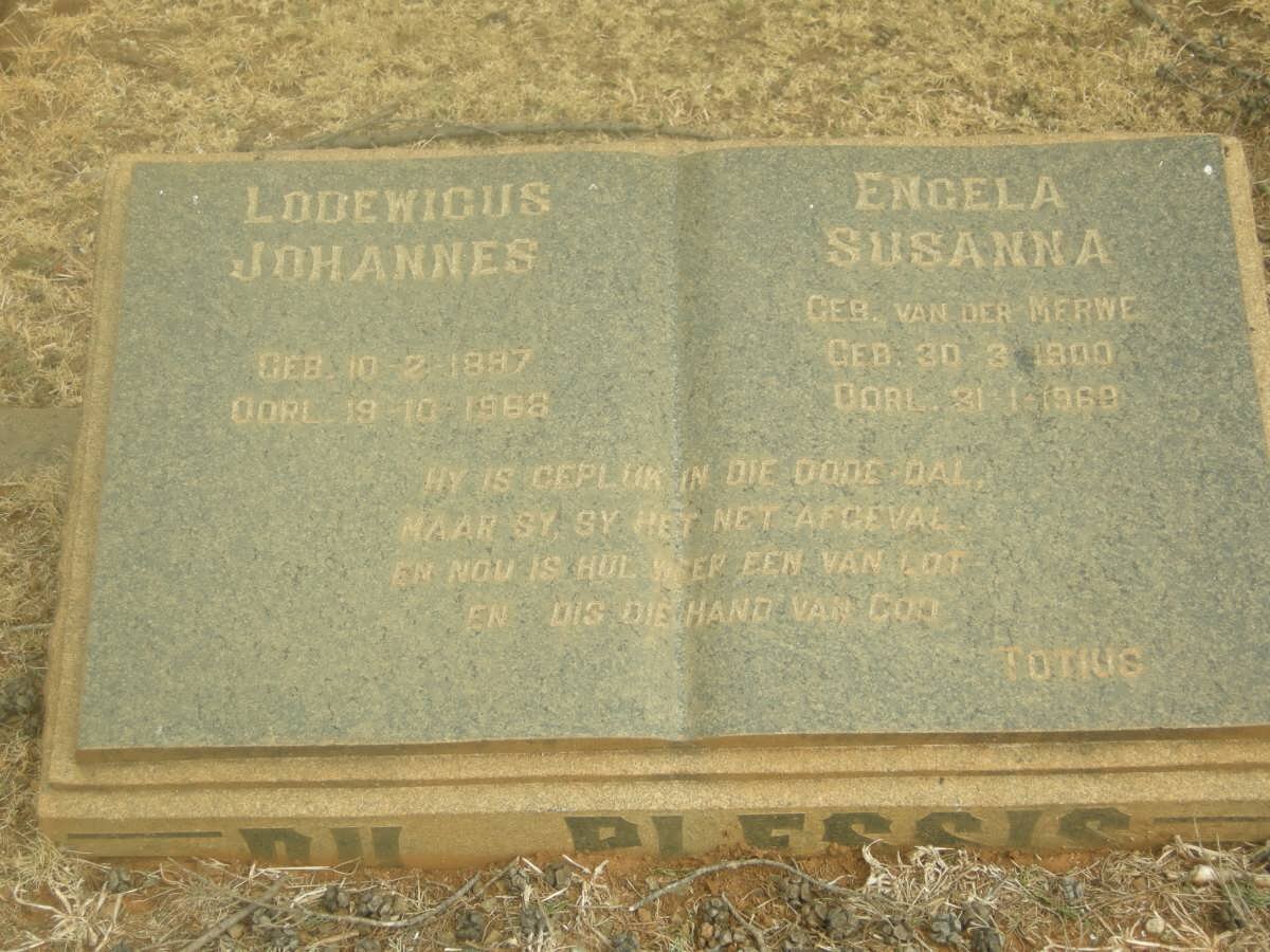 PLESSIS Lodewicus Johannes, du 1897-1968 &amp; Engela Susanna VAN DER MERWE 1900-1969