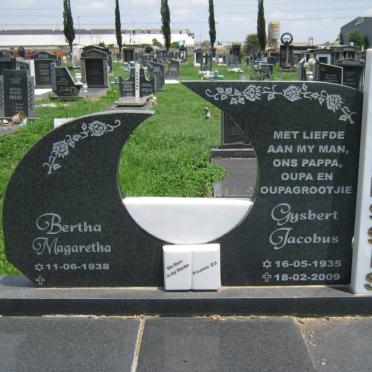 PLESSIS Gysbert Jacobus, du 1935-2009 &amp; Bertha Magaretha 1938-