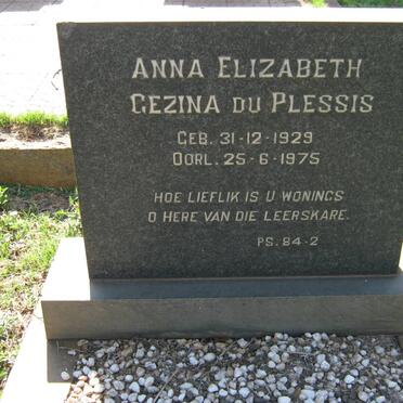 PLESSIS Anna Elizabeth Gezina, du 1929-1975