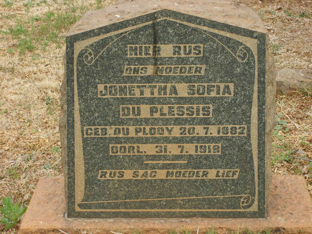 PLESSIS Jonettha Sofia, du nee DU PLOOY 1882-1918