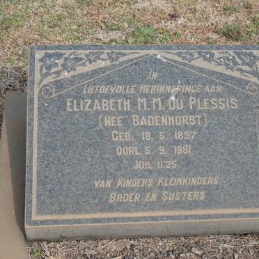 PLESSIS Elizabeth M., du nee BADENHORST 1897-1981