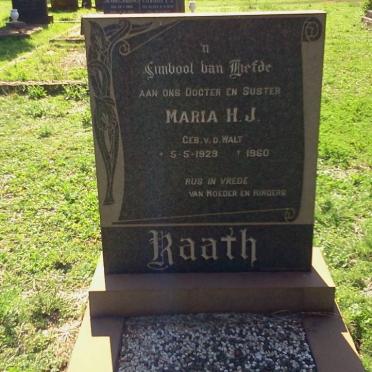 RAATH Maria H.J. nee V.D. WALT 1929-1960