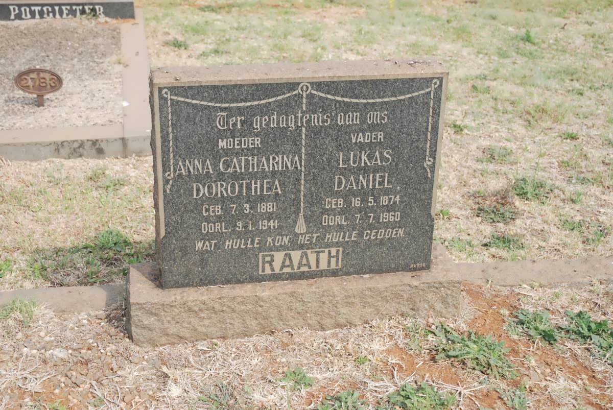 RAATH Lukas Daniel 1874-1960 &amp; Anna Catharina Dorothea 1881-1941