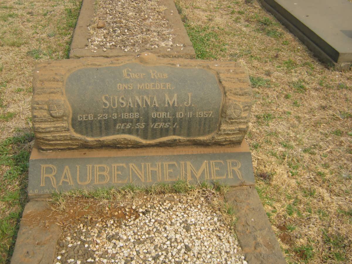 RAUBENHEIMER Susanna M.J. 1888-1957