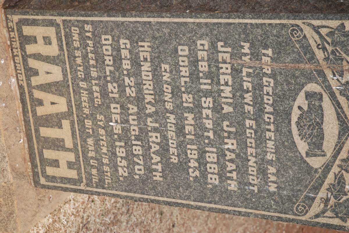 RAATH Jeremia J. 1868-1943 &amp; Hendrika J. 1870-1952