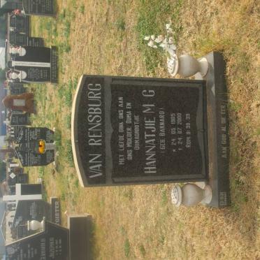 RENSBURG Johanna Magdalena Gertruida, van 1905-2000 nee BARNARD