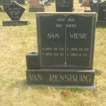 RENSBURG Samuel Jacobus, van 1908 -1992 &amp; Jacoba Hendrika 1906-1992