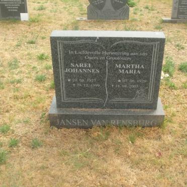 RENSBURG Sarel Johannes, Jansen van 1927-1999 &amp; Martha Maria 1929-2003