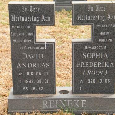 REINEKE David Andreas 1916-1999 &amp; Sophia Frederika 1928-