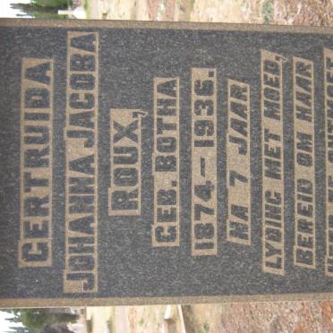 ROUX Johanna Jacoba nee BOTHA 1874-1936