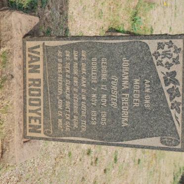 ROOYEN Johanna Fredrika, van nee FORSTER 1905-1939