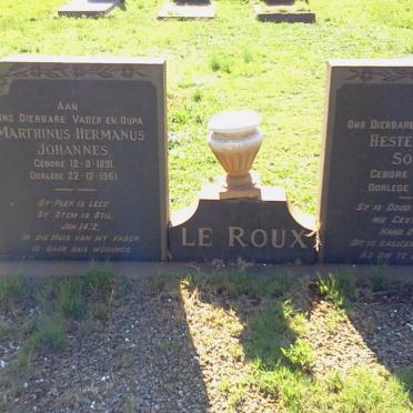 ROUX Marthinus Hermanus Johannes, le 1891-1961 &amp; Hester Anna Sophia 1895-1961