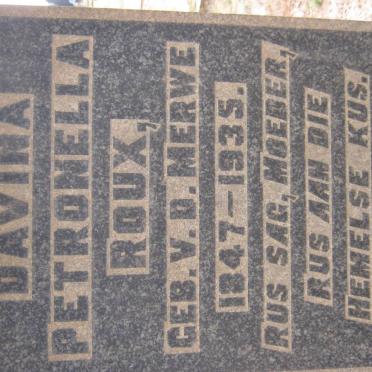 ROUX Davina Petronella nee V.D.MERWE 1874-1935