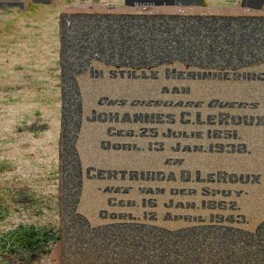 ROUX Johannes C., le 1851-1938 &amp; Gertruida D. VAN DER SPUY 1862-1943