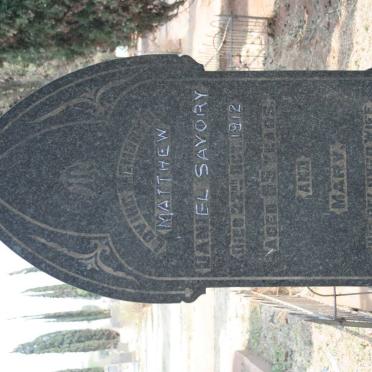 SAVORY Mathew Daniel -1912 &amp; Mary -1935