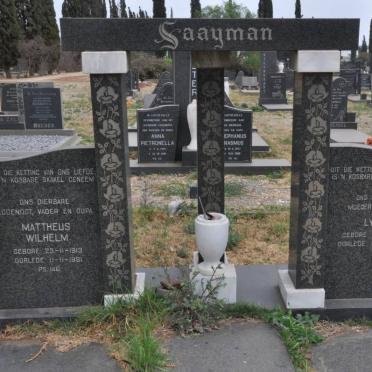 SAAYMAN Mattheus Wilhelm 1913-1981 &amp; Lydia 1905-1992