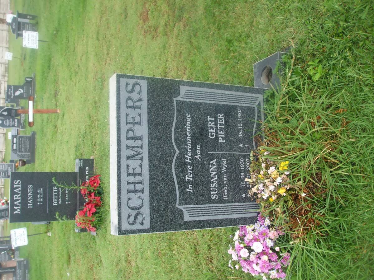 SCHEMPERS Gert Pieter 1930- &amp; Susanna VAN WYK 1930-2007