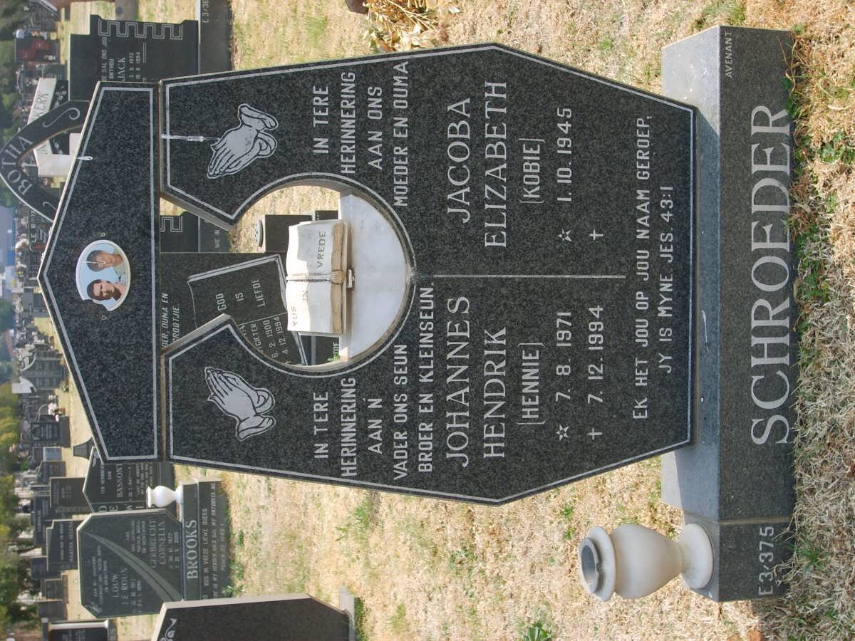 SCHROEDER Jacoba Elizabeth 1945- :: SCHROEDER Johannes Hendrik 1971-1994  