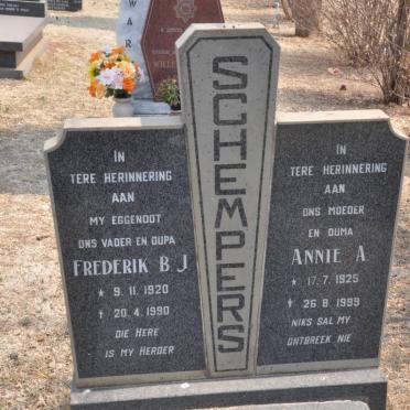 SCHEMPERS Frederik B.J. 1920-1990 &amp; Annie A. 1925-1999