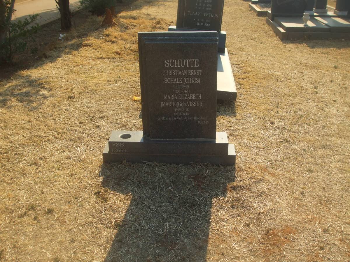 SCHUTTE Christiaan Ernst Schalk 1917-2007 &amp; Maria Elizabeth VISSER 1919-2004