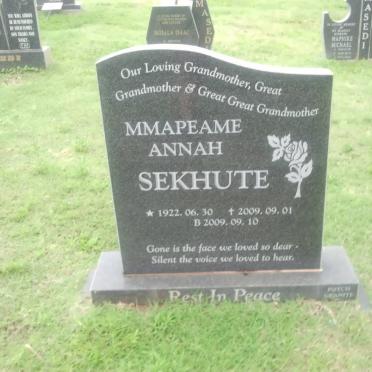 SEKHUTE Mmapeame Annah 1922-2009