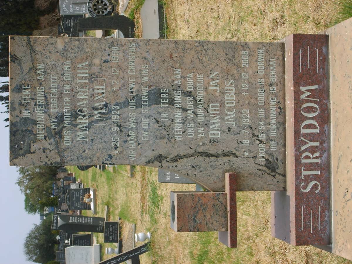STRYDOM Dawid Jan Jacobus 1922-2008 &amp; Margaretha 1923-1990