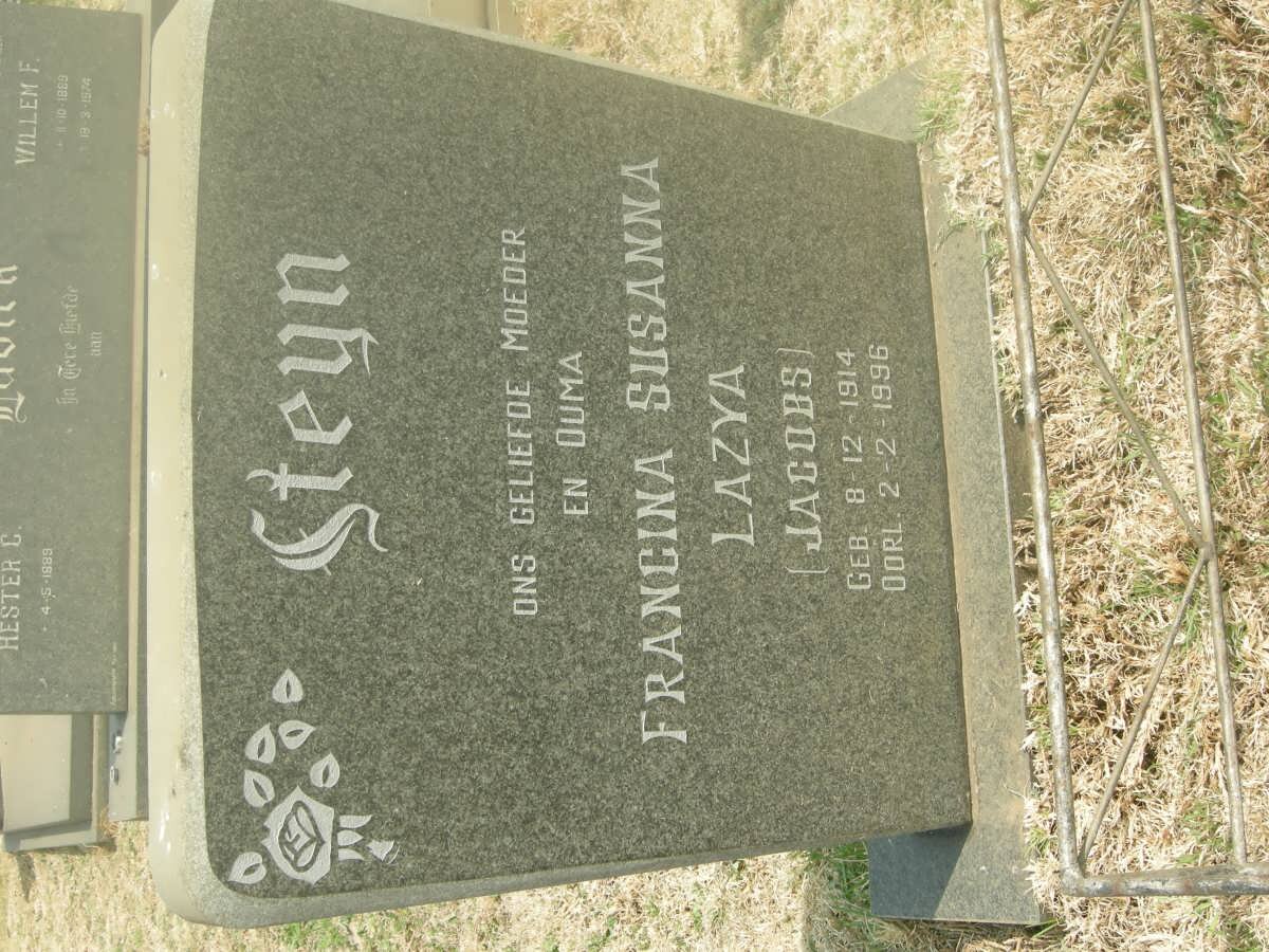 STEYN Francina Susanna Lazya nee JACOBS 1914-1996